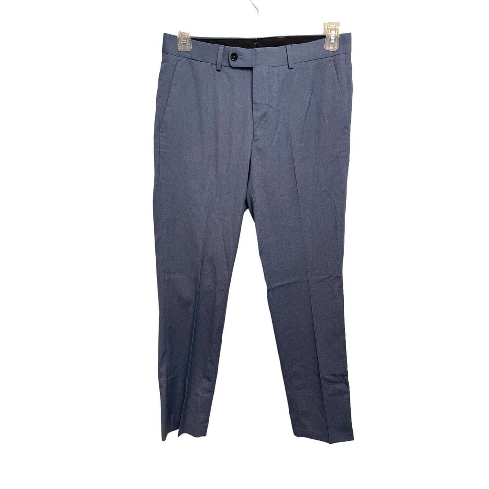 Mango Man Tailored Fit Blue Knit Dress Pants Pleated Mens Size 40x29 READ